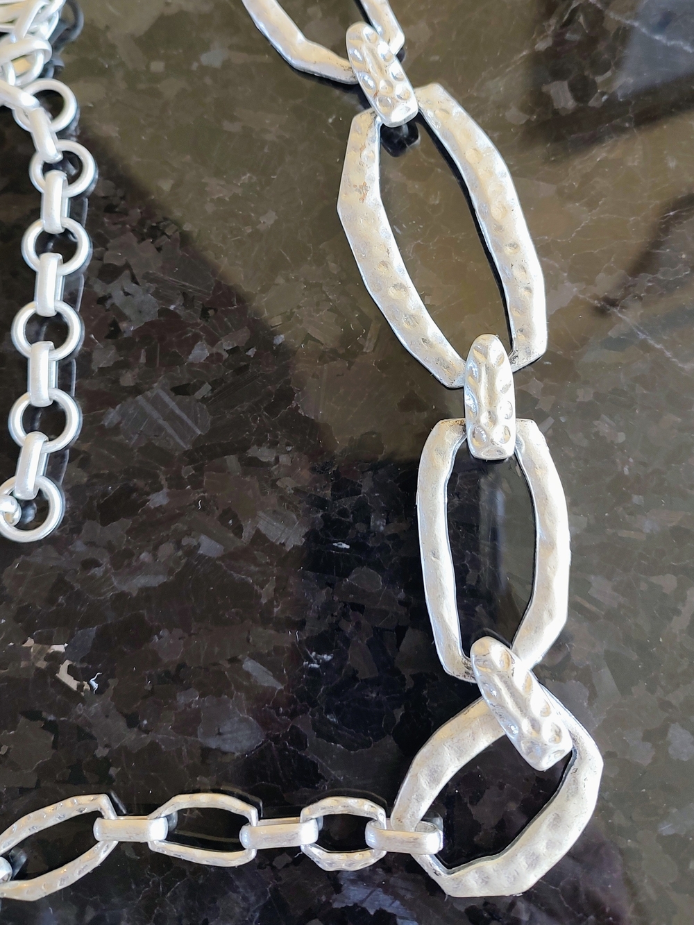 Chico's Hammered Silver-Tone Link Chain Belt - Picture 8 of 14
